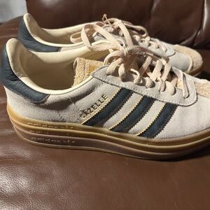 Adidas Gazelle Cream and Black Sneakers